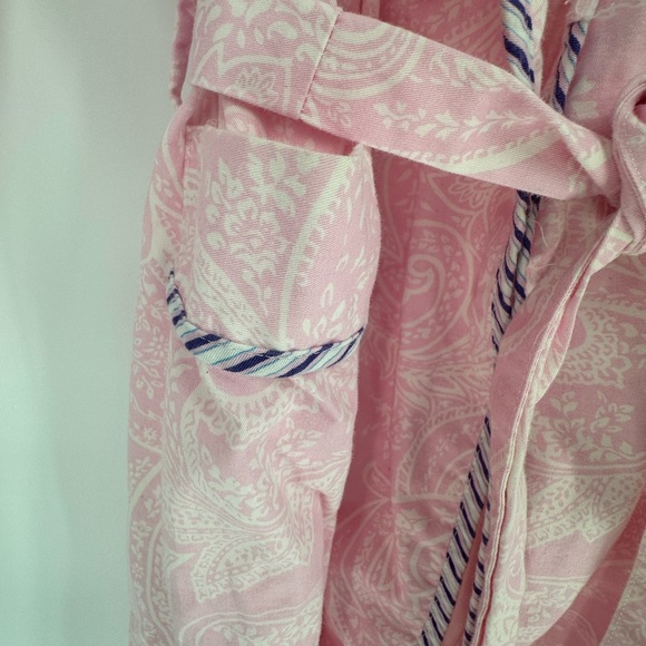 Women’s Large Pink Paisley Women's Robe 100% Cotton Spring Summer Lightweight - Picture 4 of 6